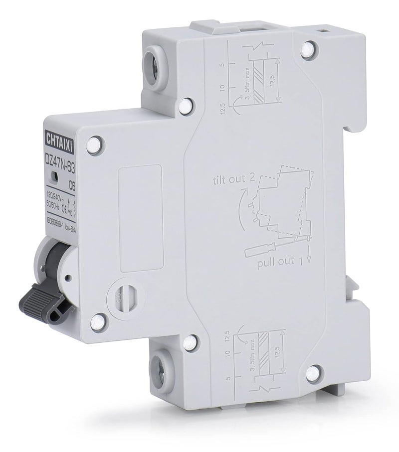 CHTAIXI AC Miniature Circuit Breaker, 10 Amp 120V/240V 1 Pole DIN Rail Mount Circuit Breaker, Thermal Magnetic Trip, Solar AC Disconnect Switch MCB C10 - Image 1